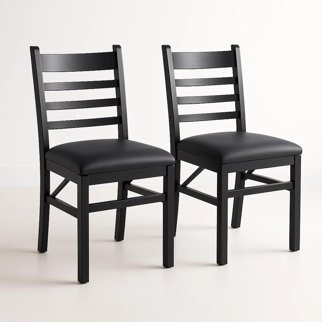 Pack de 2 Sillas Industrial Plegable con Marco Negro y Tapizado Sintético