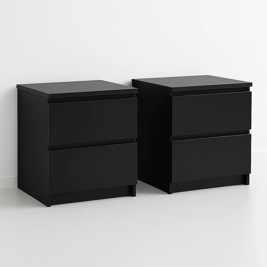 Pack de 2 Veladores Cajon Doble Minimal 30x40 Oscuro