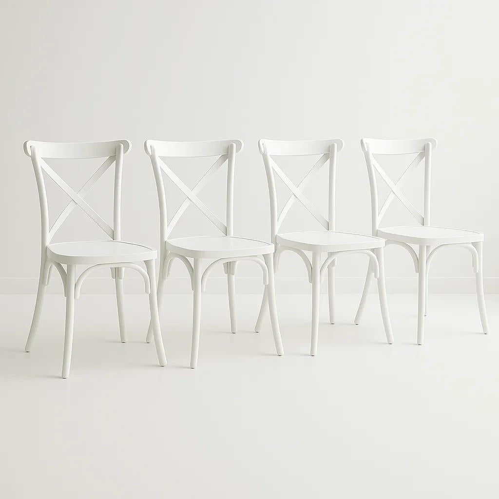 Pack 4 Sillas de Terraza o Comedor Crossback Danubio - Blancas