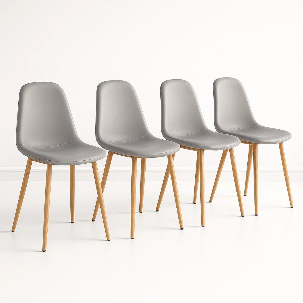 Pack de 4 Sillas Spoon Terciopelo - Gris