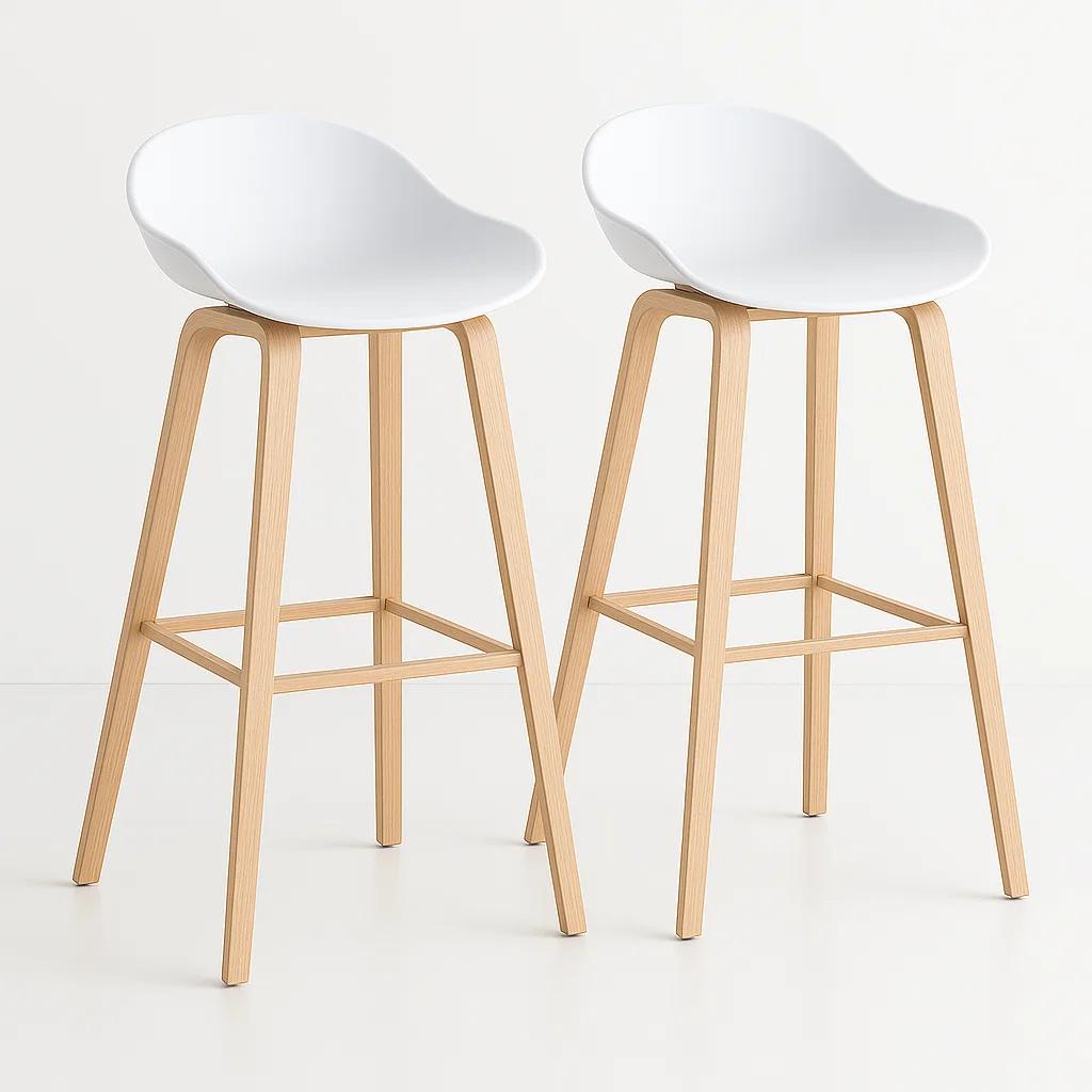 Pack de 2 Taburetes Piso Bar Nordic - Blanco