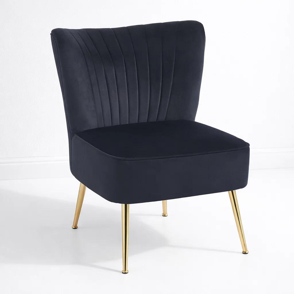 Sillón Glamour Noir con Patas Doradas - Negro