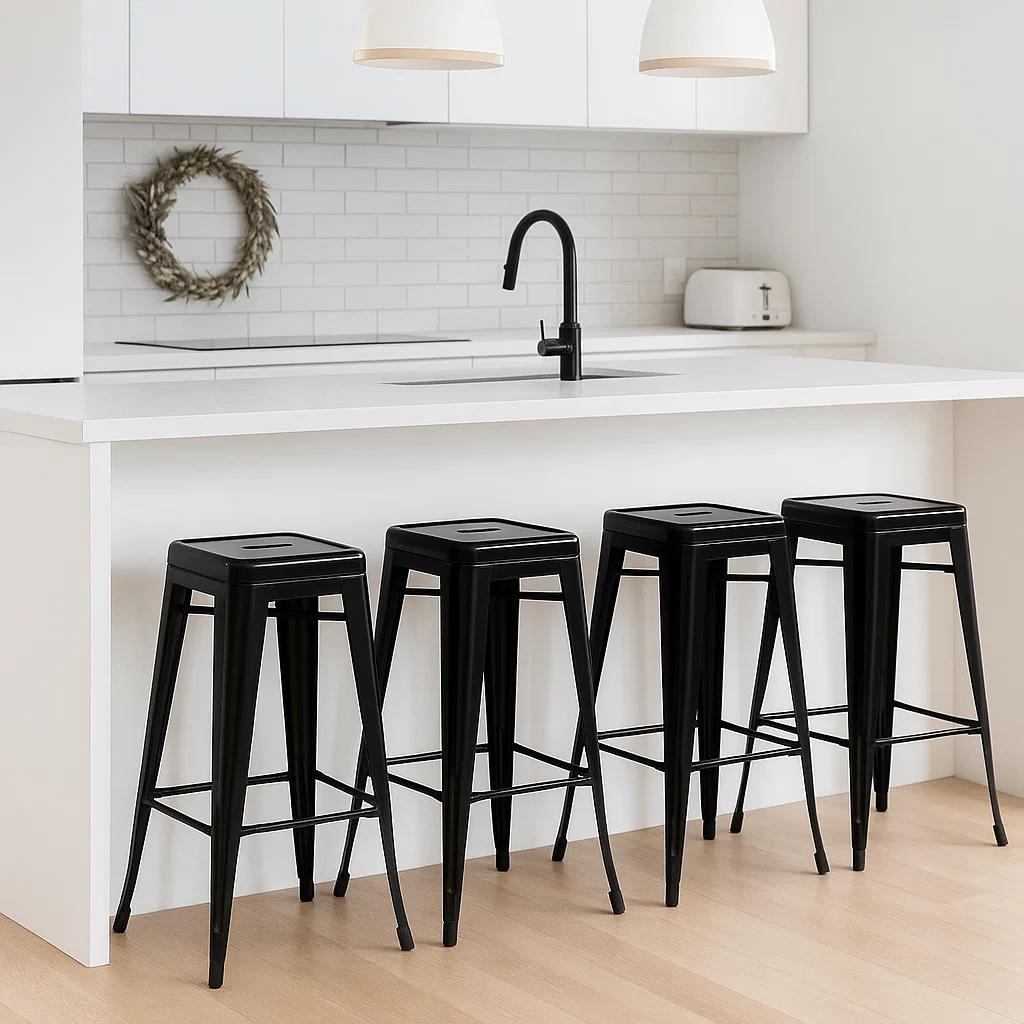 Pack de 4 Pisos Taburetes Tolix Altos - Negro