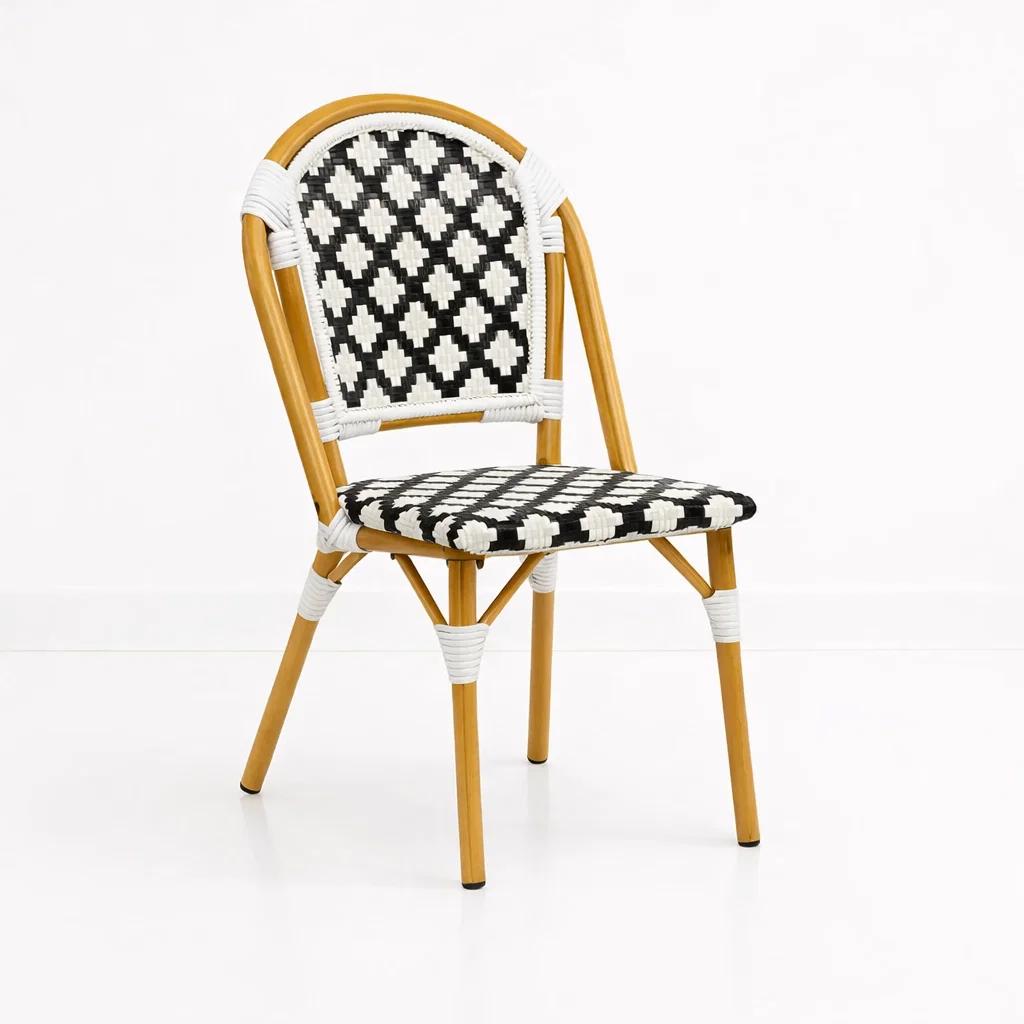 Silla de Jardín Parisina con Diseño Geométrico Trenzado
