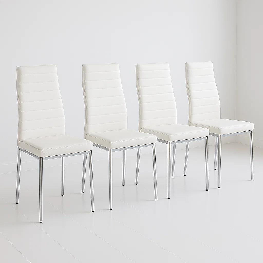 Pack de 4 Sillas Acolchadas Dining Liana con patas cromadas - Blancas