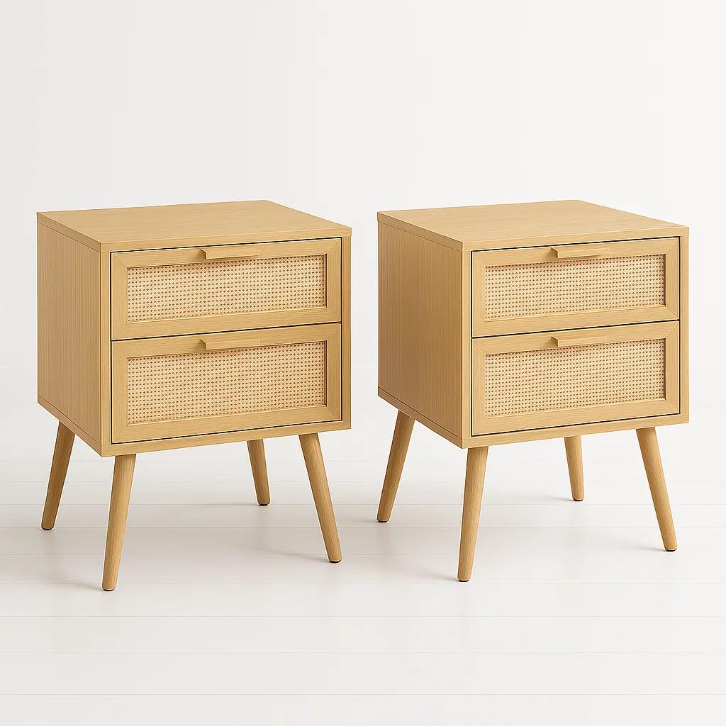 Pack de 2 Velador Eames Mesh Doble 40x55 - Madera Clara