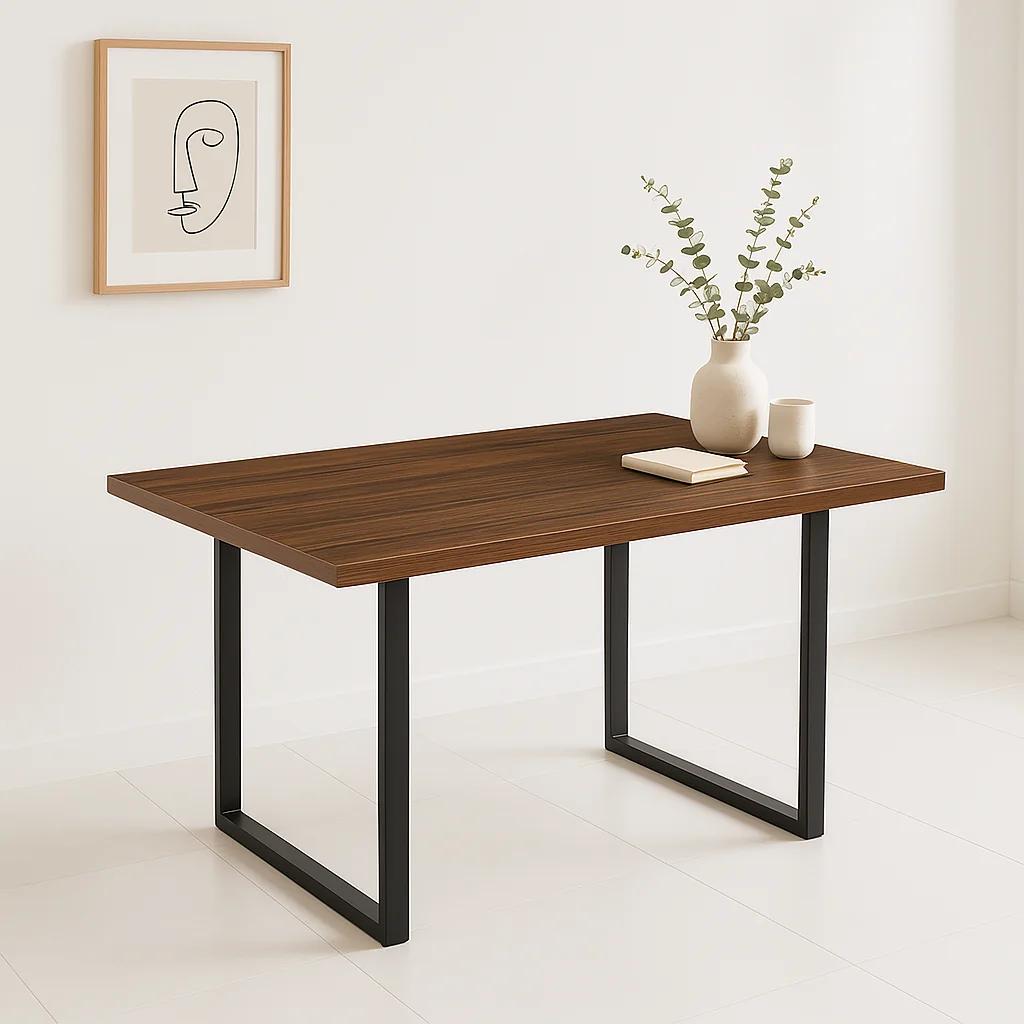 Mesa de Comedor Estilo Industrial 140x90 - Madera Oscura Walnut